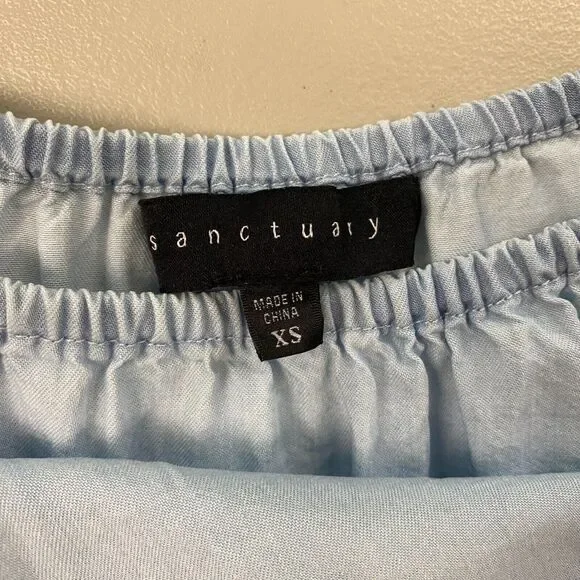 Sanctuary Top Womens XS Chambray Denim Ruffled Boho Bell Sleeve Feminine Blue - Picture 8 of 10